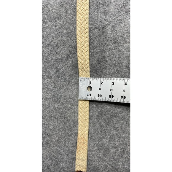 Woven Braided Cotton Rope Belt Mens Tan Brown Leather Buckle D-Ring Honors USA - Picture 10 of 10